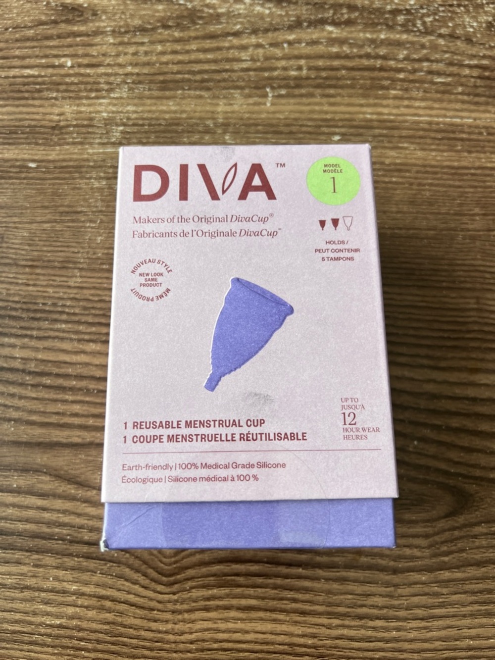 Diva Reusable Menstrual Cup in Purple Packaging